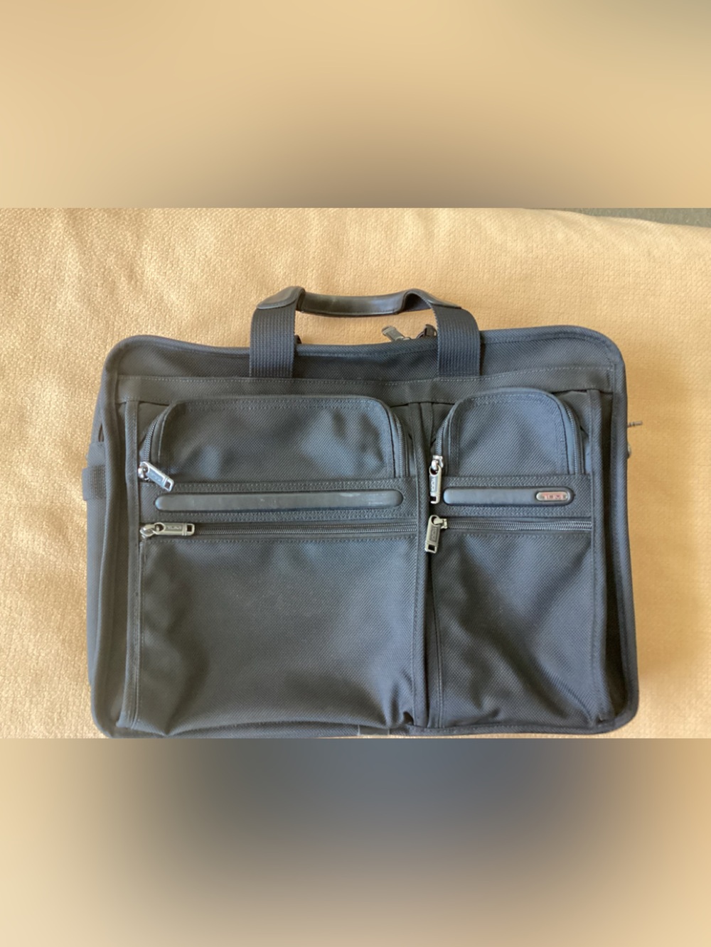 Tumi Black Alpha Series Laptop Briefcase with Multiple Front Pockets